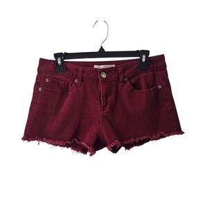 No Boundaries Vintage y2k Red Burgundy Jean Shorts Size 13 Low Mid Rise